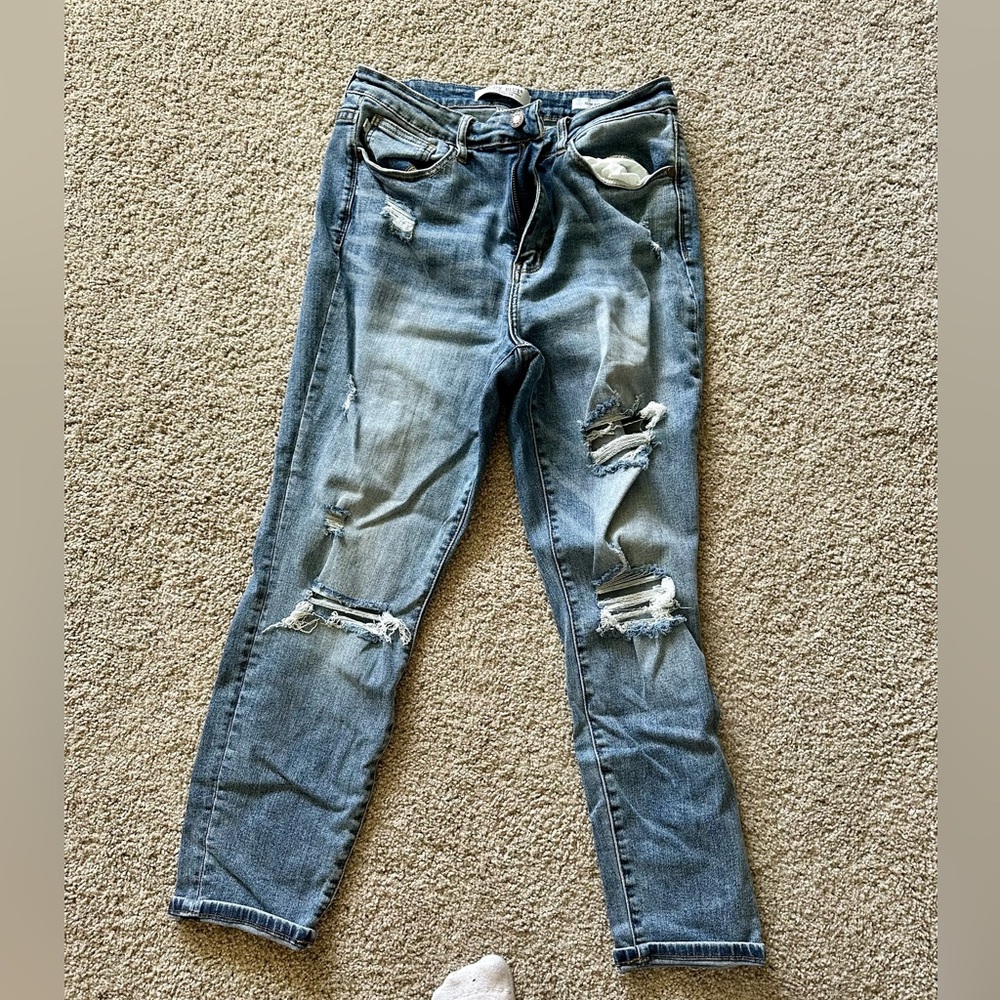 Judy Blue Slim Fit with holes! Great pair of jeans, no longer fit.